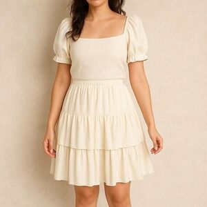 Birgitta Beverly Hills Cream Tiered Ruffle Petticoat Skirt‎ Vintage Style